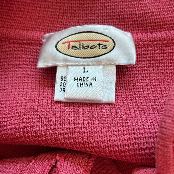 Talbots Silk Blend Knit Cardigan Blazer Jacket L Coral Rose Classic Career - Picture 5 of 6
